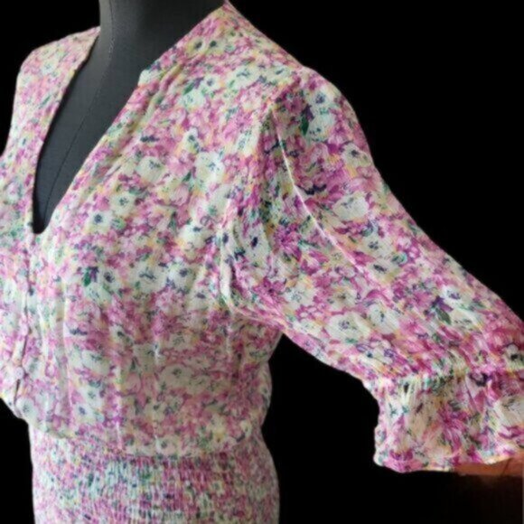 Esqualo Pink Floral Chiffon Dress NWT Sz 4 - Picture 11 of 15